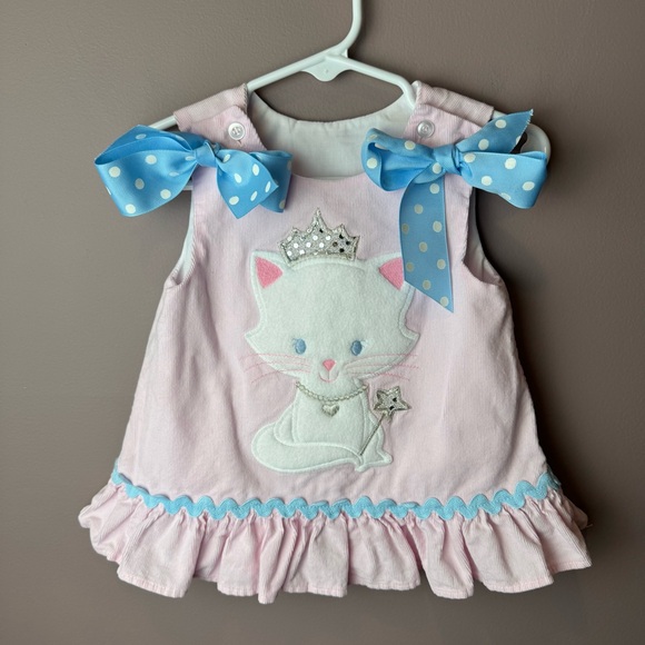 The Bailey Boys Pink Corduroy Kitty Princess Dress 12M - Picture 2 of 11